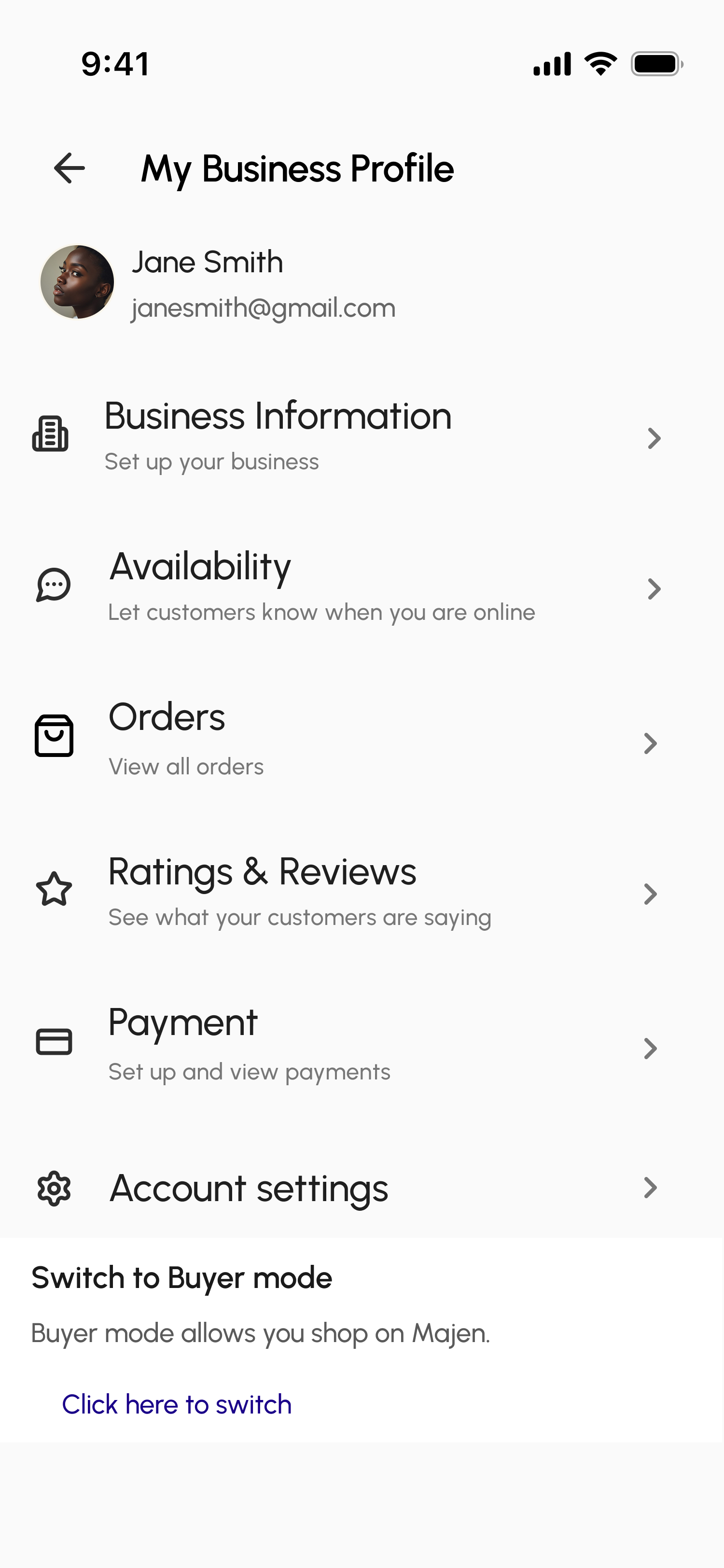 Designer business dashboard